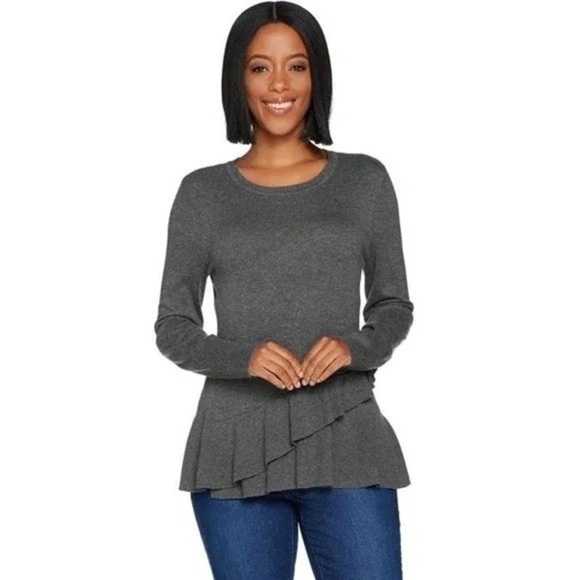 ISAAC Mizrahi Live Purple Ruffle  Sweater Women's size L - Picture 10 of 10